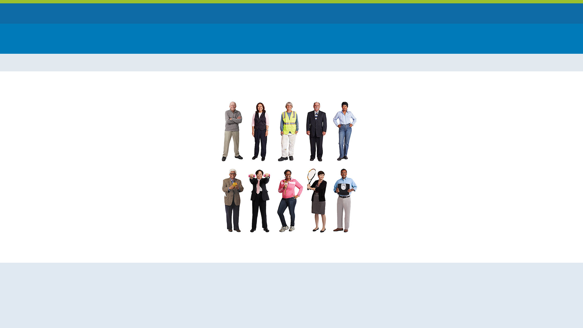 San Francisco Health Service System web page with ten city workers posed in two rows